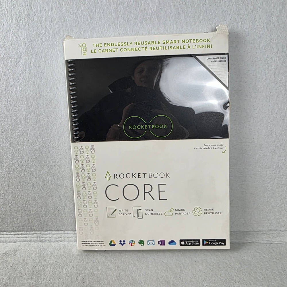 Rocketbook Core Smart Reusable Notebook Lined Black with Pen and Cloth NEW